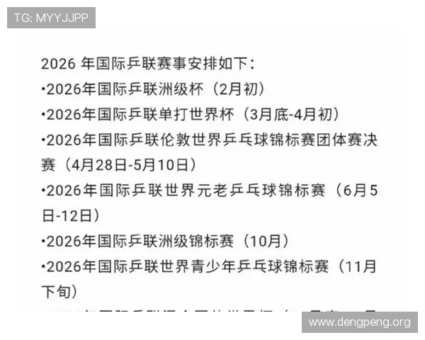 2026年乒乓球世界杯赛程时间表完整版，比赛日程、场馆信息及直播时间一站式掌握